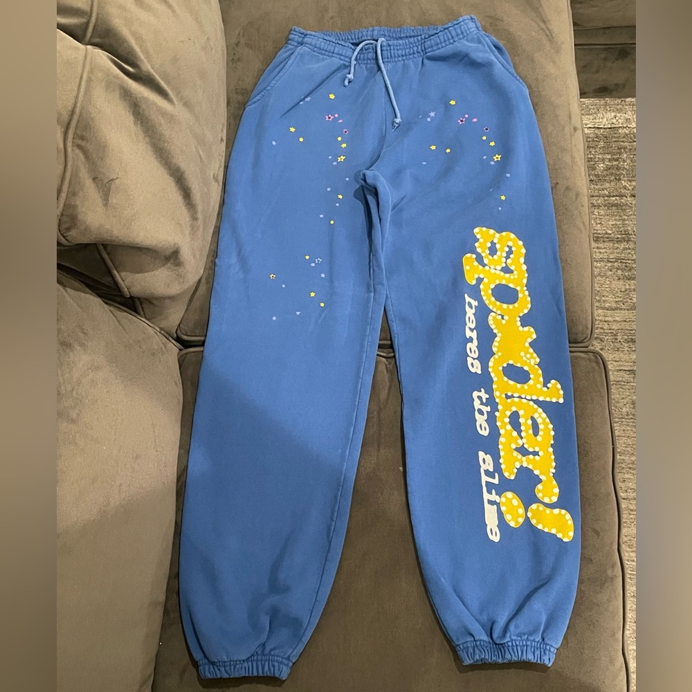 AUTHENTIC SP5DER TC BLUE SWEATPANTS SIZE MEDIUM SPIDER